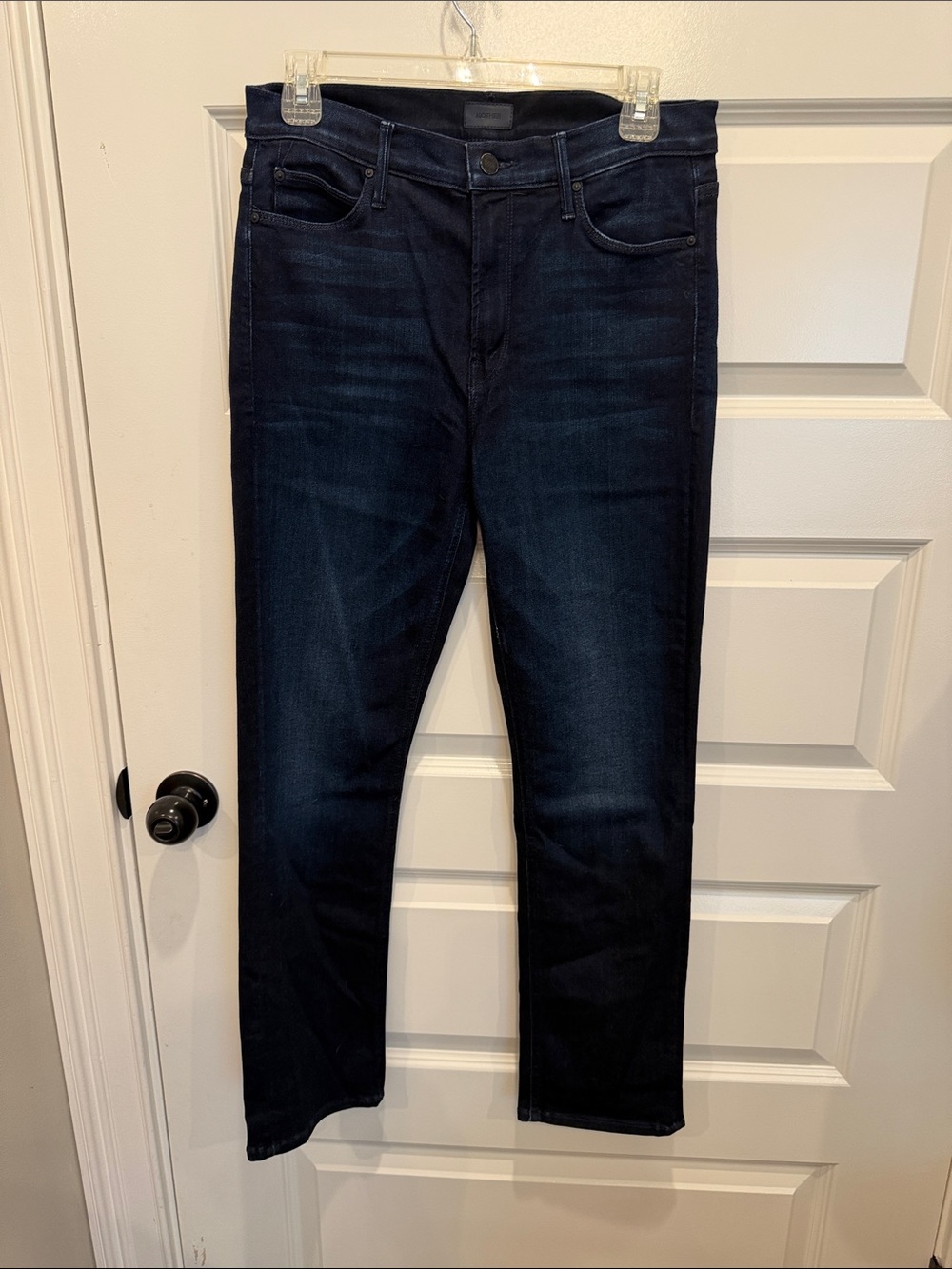 MOTHER Slim Straight Jeans in Dark Indigo